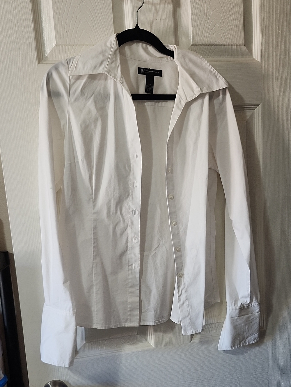 INC International Concepts White Shirt with Black Trim